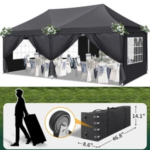 Pavillon 3Mx6M Wasserdicht Stabil Winterfest Faltbar Partyzelt mit Seitenwändens - Bild 1 von 9