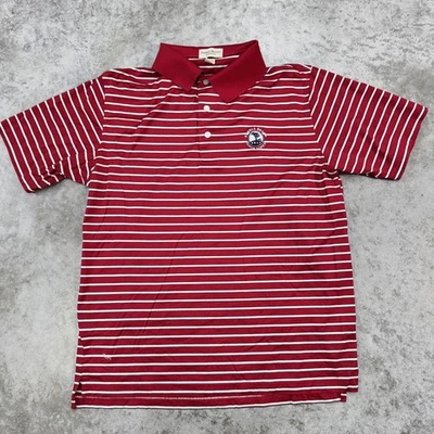 Pebble Beach Polo Shirt Mens Medium Red Striped Golf Classic Cotton Lisle 1919 - Image 1 of 4