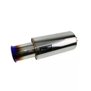 2.5'' ID 4'' OD Rolled Straight Exhaust Muffler Tips 6'' Body Resonator Blue - Foto 1 di 5