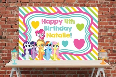 Banner de cumpleaños de vinilo My Little Pony 3x6 Foto 1 de 2