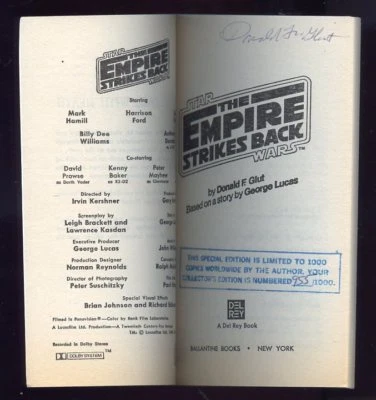 THE EMPIRE STRIKES BACK - SIGNED - 1980 - GEORGE LUCAS - STAR WARS - 1/1000 MINT Foto 1 de 2