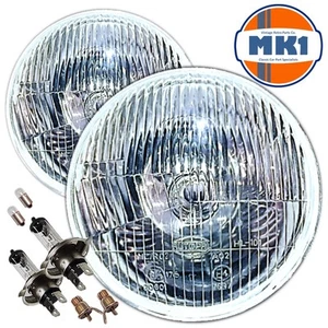 7" HEADLIGHTS HALOGEN H4 SEALED BEAM CONVERSION DOMED LENS CLASSIC CAR HEADLAMPS - Picture 1 of 1