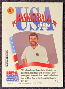 P.J. Tarjeta de entrenador de baloncesto Carlesimo 1992 Olympic Men Dream Team Skybox #541 - Imagen 1 de 2