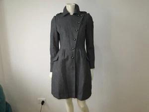 UK JIGSAW grey wool blend angle button coat jacket Sz 8 gently worn RRP $349.00 - Picture 1 of 10
