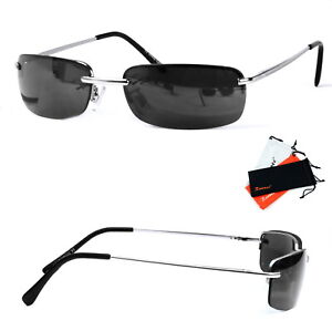 Agent Smith Style Sonnenbrille Rechteckig Silber Schwarz Brillenbeutel M5