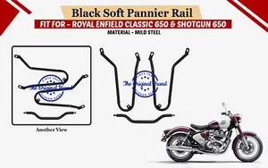 MS BLACK SOFT PANNIER "RAIL FIT FOR ROYAL ENFIELD SHOTGUN & CLASSIC 650" - Picture 1 of 7