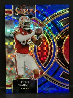 2023 Panini Select Football 49ers Fred Warner Premier Blue Checker Prizm /149 - Image 1 of 4