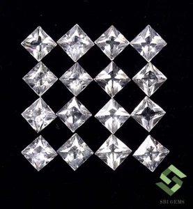 2.94 Cts Naturweiß Saphir Quadratisch Prinzessin Schnitt 3 MM Lot 20 Stück Lose - Picture 1 of 6