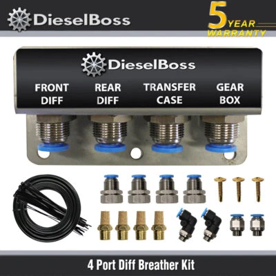 DIFF BREATHER KIT 4 POINT FOR NISSAN NAVARA D22 D23 NP300 D40 STAINLESS STEEL - image 1 of 4