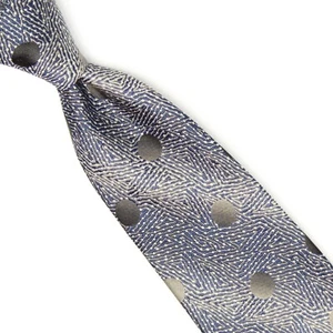 Paul Smith Mens Silk Necktie Blue Silver Gray Polka Dot Woven Weave Tie England - Picture 1 of 7