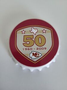 Kansas City Chiefs NFL Football 50 Seasons Magnet Bottle Opener 1960-2009 Texans