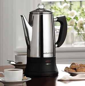 Electric Coffee Percolator S-Steel Cafetiere Italian Espresso Maker 10 Cup 1.4L