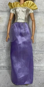 Sharp! Purple, Ivory Gold Satin Evening Gown, Barbie Size Dress, No Doll #G32 - Picture 1 of 11