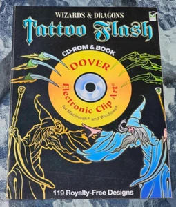 WIZARDS AND DRAGONS TATTOO FLASH -ROM AND BOOK (DOVER By Alan Weller - Picture 1 of 2