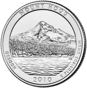 2010 P Mount Hood Oregon America the Beautiful BU Quarter from U.S. Mint Roll - Bild 1 von 1