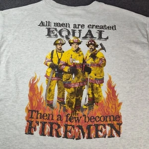 T Shirt VINTAGE Uomo XL Grigio Pompieri Vigili del Fuoco Fiamme Servizio anni 90 USA - Foto 1 di 10