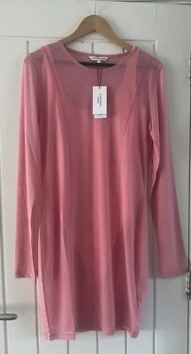 Calvin Klein Mesh Bodycon Pink Aura Holiday Dress With Bodysuit Size XXL - Image 1 of 4