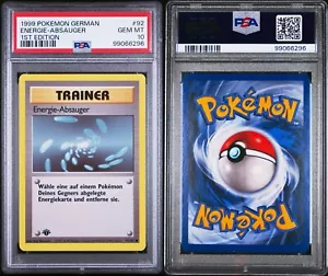 PSA 10 GEM MINT 1999 Pokemon ALEMÁN 1ª Edición Base Set Aspirador Energético 92/102 - Imagen 1 de 1