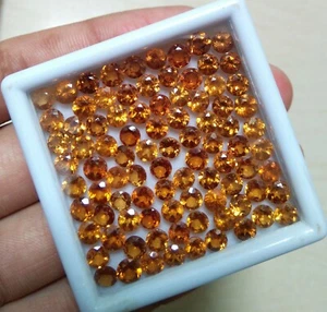 15 Pcs Natural Round Cut Hessonite Garnet Lot 4.5 MM Top Quality Calibrated Gems - Picture 1 of 7