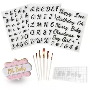 4pcs Alphabet Cake Stamps Tool With Brushes For Fondant Cookie Biscuit Pretty Ha - Picture 1 of 6