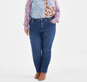 STYLE & CO Women's Plus Size High-Rise Straight-Leg Tummy Control Jeans 16W - Picture 1 of 10