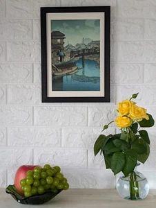 Antique Japan Woodblock Print Art Kawase Hasui Framed Japanese Washi Scenery 34 - Picture 1 of 30