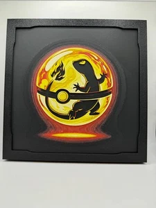 200 mm x 200 mm (8") Impreso en 3D Hueforge Arte Pokemon Pokeball Charmander - Imagen 1 de 1