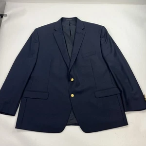 Ralph Lauren LRL Gold Button Navy Blue Blazer Size 50 R Sport Coat Jacket Wool - Picture 1 of 12