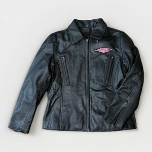 LARGE Women’s First Leather Apparel Motorcycle Jacket Thinsulate Harley Patch - Picture 1 of 14