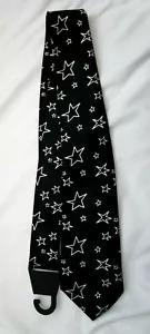 Unisex Black with White Multiple Direction Stars Neck tie 56" L x 3" W-New! - Picture 1 of 1
