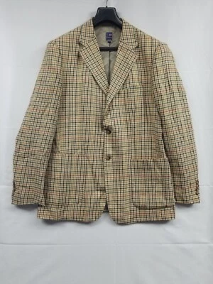 Traje Blazer Chaqueta T Harris London Mezcla Lino A Cuadros Tostado Para Hombre Grande  Foto 1 de 4