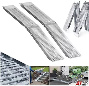 2X Steel Foldable Loading Ramps Heavy Duty For Motorbike Quad Van 400kg 1.8M - Picture 1 of 11