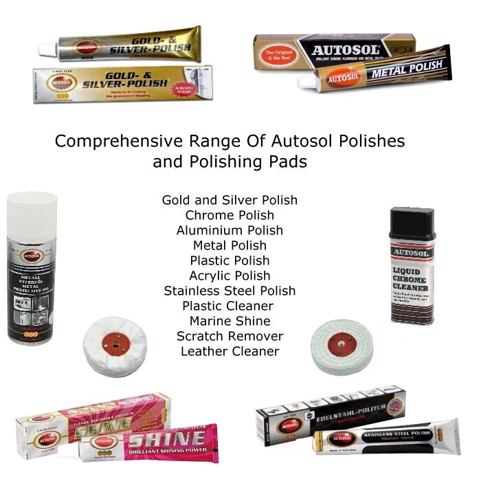 Autosol Alluminio Metallo Cromato Oro Argento Acciaio Inox Acrilico Lucido Marino