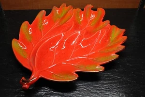 Vintage California Pottery #806 Orange/Gold Large 16"x13" Fall Leaf Tray Platter - Picture 1 of 9