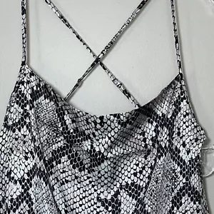 Chaser Sz S Grey Snake Print Wide Leg Jumpsuit Spaghetti Strap V Neck Pockets - Picture 1 of 5