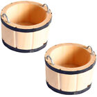  2 Pcs Metal Log Color Wooden Barrel Buckets Toy Miniature House Accessory