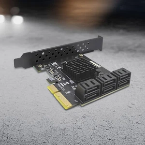 PCI-E To 6 Ports SATA 3.0 Controller Expansion Card Adapter 6Gbps For PC d cU73 - Afbeelding 1 van 10