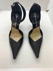 Alain Tondowski Paris Ankle Strap Black Leather Womens Shoes Sz 6 C Preowned