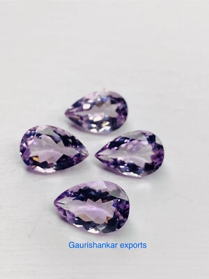 Pink Amethyst Faceted Pear Cut Loose Gemstone 4x3 MM To 20x15 MM Natural DG - Image 1 of 4