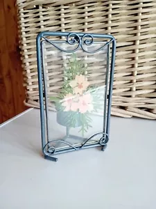 PRETTY ITEM...GLASS...METAL..CANDLE HOLDER.....TEA LIGHTS..FLORAL - Picture 1 of 4