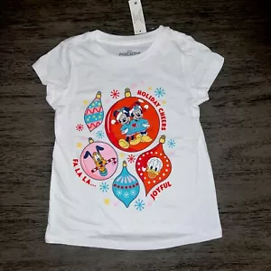 Disney Mickey and Friends Girl’s Holiday T-Shirt Minnie Mouse Pluto Donald NEW - Picture 1 of 4