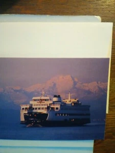 WASHINGTON STATE GREETING CARD OLYMPIC RANGE & STATE FERRY WA. - Picture 1 of 12