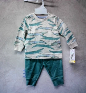 Carter's Just One You 2pc Alligator Sweat Suit Baby Clothes Set Boys Size 6m/9m - Picture 1 of 2