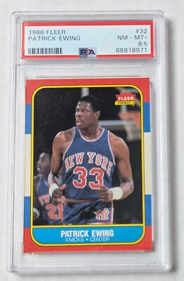 Fleer #32 Patrick Ewing 1986 radiocontrol novato PSA 8,5 New York Knicks Foto 1 de 2