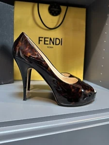 Giuseppe Zanotti Schildpatt braun/schwarz Lackleder Peeptoe Heels - 38 - Bild 1 von 8