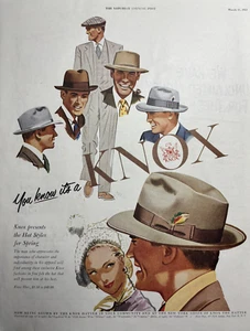 1951 Knox Hats Styles Spring New York shops Vagabond Whitney Vintage Print Ad - Picture 1 of 1