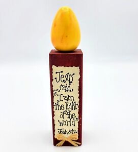 Handmade Country Christmas Candle Christian Verse John 8:12 Measures 6" Tall