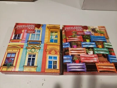 Rompecabezas Puzzlebug Deluxe Caja de Madera Jardín + Ventanas Europeas 500 Piezas Nuevo Foto 1 de 4