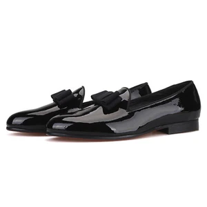 Merlutti Black Patent Leather Shoes With Bowtie - Picture 1 of 6