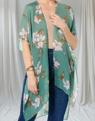 Anne Klein Women's Casual Floral Print Ruana Wrap Shawl Green One Size - Image 1 of 3